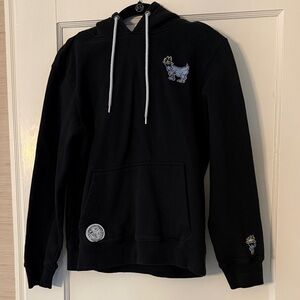 Adult Black Hoodie with Embroidered Blue GOAT Design